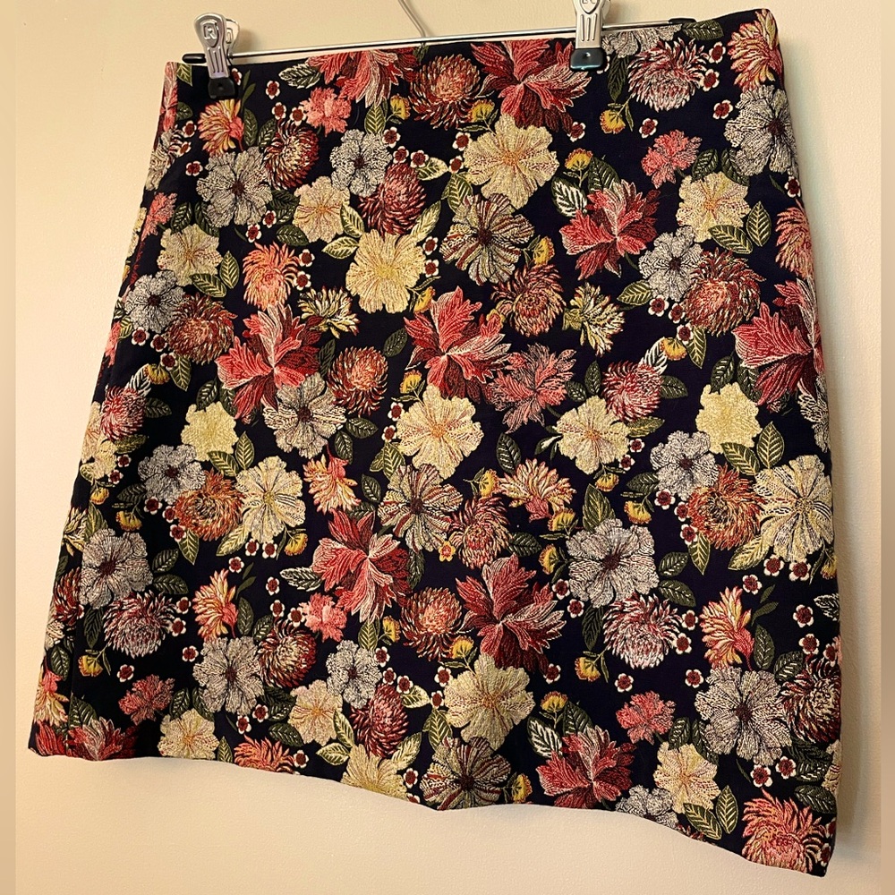 Loft Floral Brocade Skirt